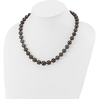 14K White Gold 9-12mm Black Semi-Round Tahitian Saltwater Cultured Pearl Graduated Necklace - 19" by Monteluci Fine Jewelry