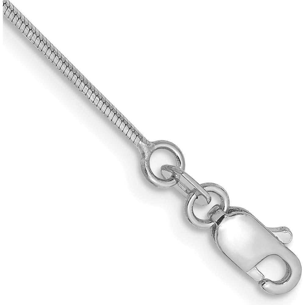 14K White Gold 9" 1mm Octagonal Snake Anklet with Lobster Clasp by Oro Pregiato