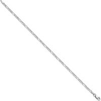 14K White Gold 9" 2.25mm Flat Figaro Chain Anklet with Lobster Clasp by 0