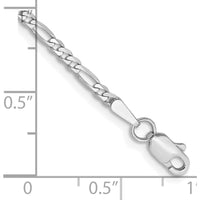 14K White Gold 9" 2.25mm Flat Figaro Chain Anklet with Lobster Clasp by 0