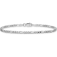 14K White Gold 9" 2.25mm Flat Figaro Chain Anklet with Lobster Clasp by 0