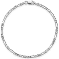 14K White Gold 9" 2.25mm Flat Figaro Chain Anklet with Lobster Clasp by 0