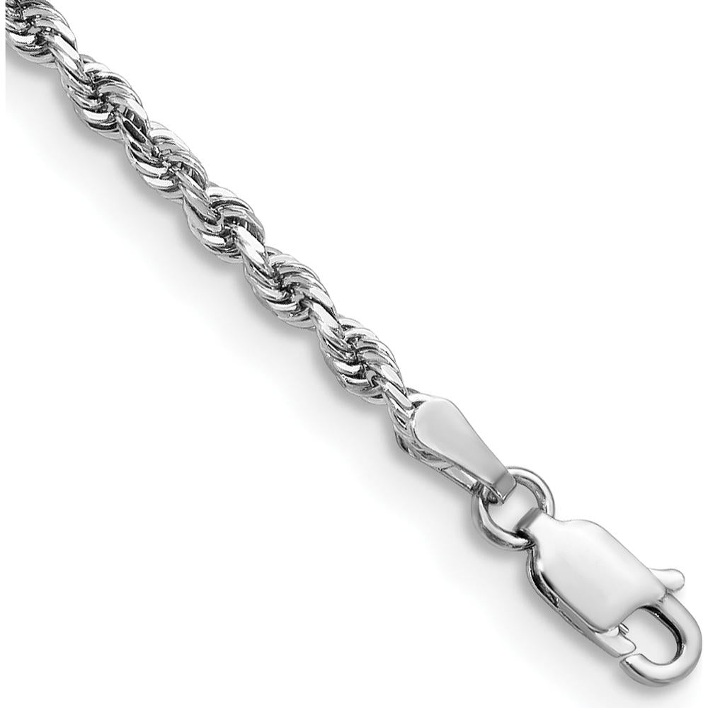 14K White Gold 9" 2.75mm Diamond-Cut Quadruple Rope Lobster Clasp Anklet by Oro Pregiato