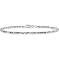 14K White Gold 9" 2.75mm Diamond-Cut Quadruple Rope Lobster Clasp Anklet by Oro Pregiato
