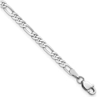 14K White Gold 9" 3mm Flat Figaro Chain Anklet with Lobster Clasp by 0