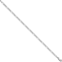 14K White Gold 9" 3mm Flat Figaro Chain Anklet with Lobster Clasp by 0
