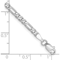14K White Gold 9" 3mm Flat Figaro Chain Anklet with Lobster Clasp by 0