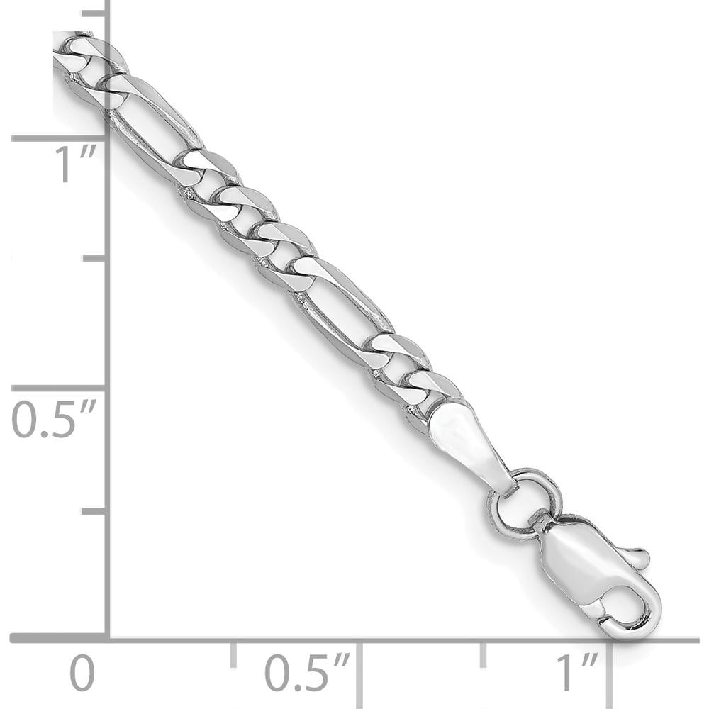 14K White Gold 9" 3mm Flat Figaro Chain Anklet with Lobster Clasp by 0