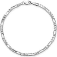 14K White Gold 9" 3mm Flat Figaro Chain Anklet with Lobster Clasp by 0