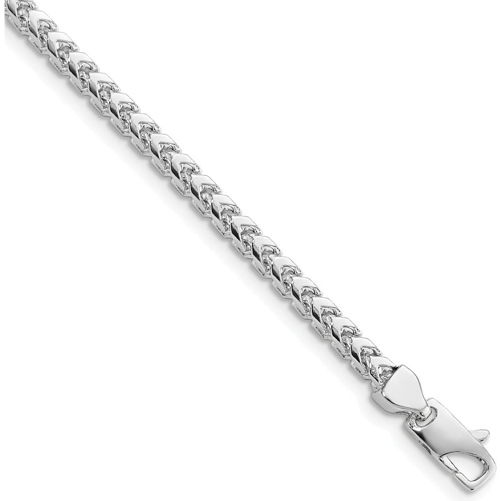 14K White Gold 9" 3mm Franco Chain with Fancy Lobster Clasp by Oro Pregiato