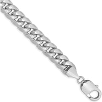 14K White Gold 9.3mm Semi-Solid Miami Cuban Anklet with Polished Finish by Oro Pregiato
