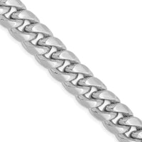 14K White Gold 9.3mm Semi-Solid Miami Cuban Chain Necklace - 20 Inches by Oro Pregiato