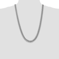 14K White Gold 9.3mm Semi-Solid Miami Cuban Chain Necklace - 26 Inches by Oro Pregiato