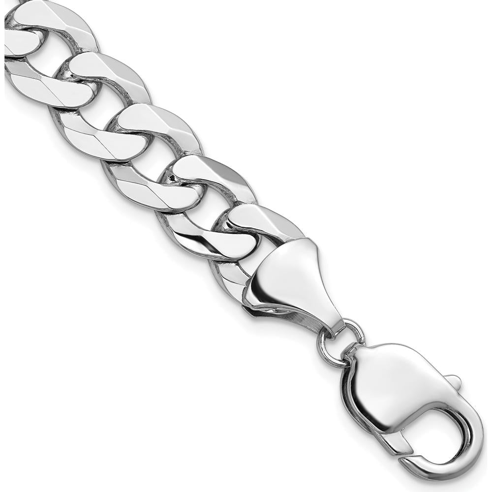 14K White Gold 9.5mm Flat Beveled Curb Chain Anklet by 0