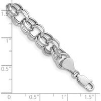 14K White Gold 9.5mm Hollow Double Link 8.25" Charm Bracelet by Oro Pregiato