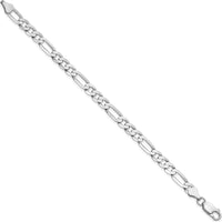14K White Gold 9" 6mm Flat Figaro Chain with Lobster Clasp by Oro Pregiato