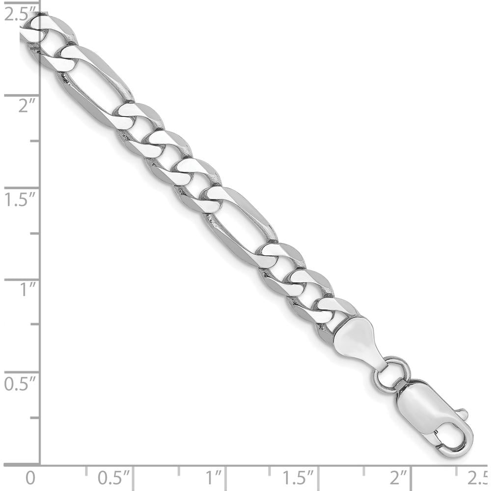 14K White Gold 9" 6mm Flat Figaro Chain with Lobster Clasp by Oro Pregiato