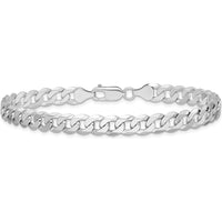 14K White Gold 9" 7.25mm Flat Beveled Curb Chain with Lobster Clasp Bracelet by 0