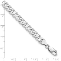 14K White Gold 9" 7.25mm Flat Beveled Curb Chain with Lobster Clasp Bracelet by 0