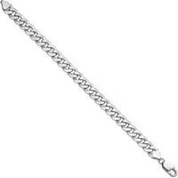 14K White Gold 9" 8.5mm Flat Beveled Curb Chain with Lobster Clasp - Solid Men's Bracelet by 0