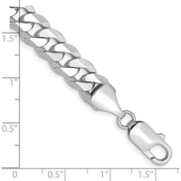 14K White Gold 9" 8.5mm Flat Beveled Curb Chain with Lobster Clasp - Solid Men's Bracelet by 0