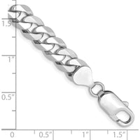 14K White Gold 9" 8mm Flat Beveled Curb Chain Bracelet with Lobster Clasp by 0