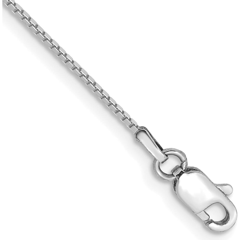 14K White Gold 9" Box Chain Anklet with Lobster Clasp by Oro Pregiato