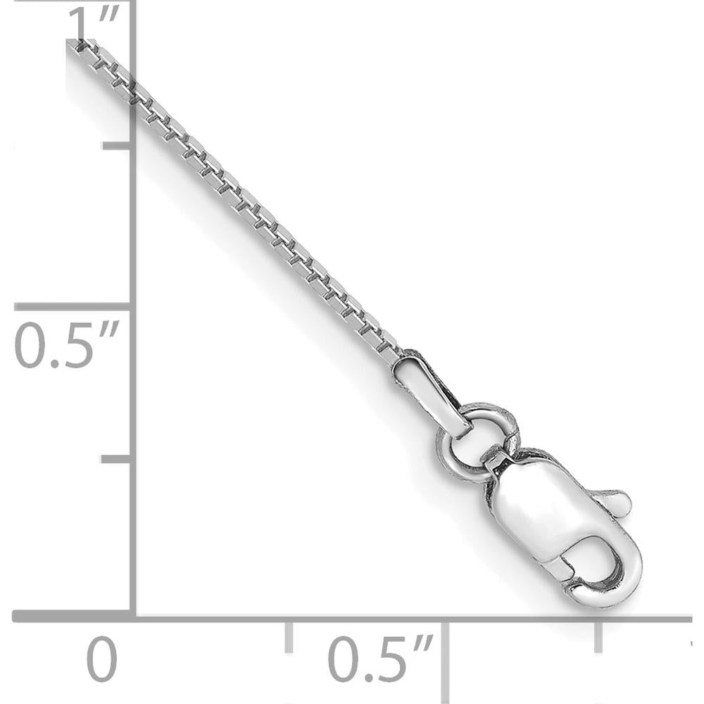 14K White Gold 9" Box Chain Anklet with Lobster Clasp by Oro Pregiato