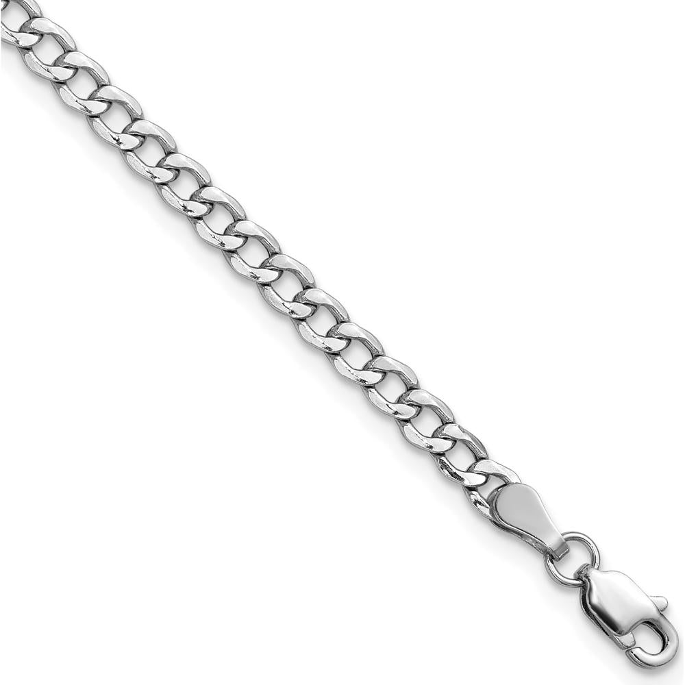 14K White Gold 9" Curb Anklet with Polished Finish and Lobster Clasp by Oro Pregiato