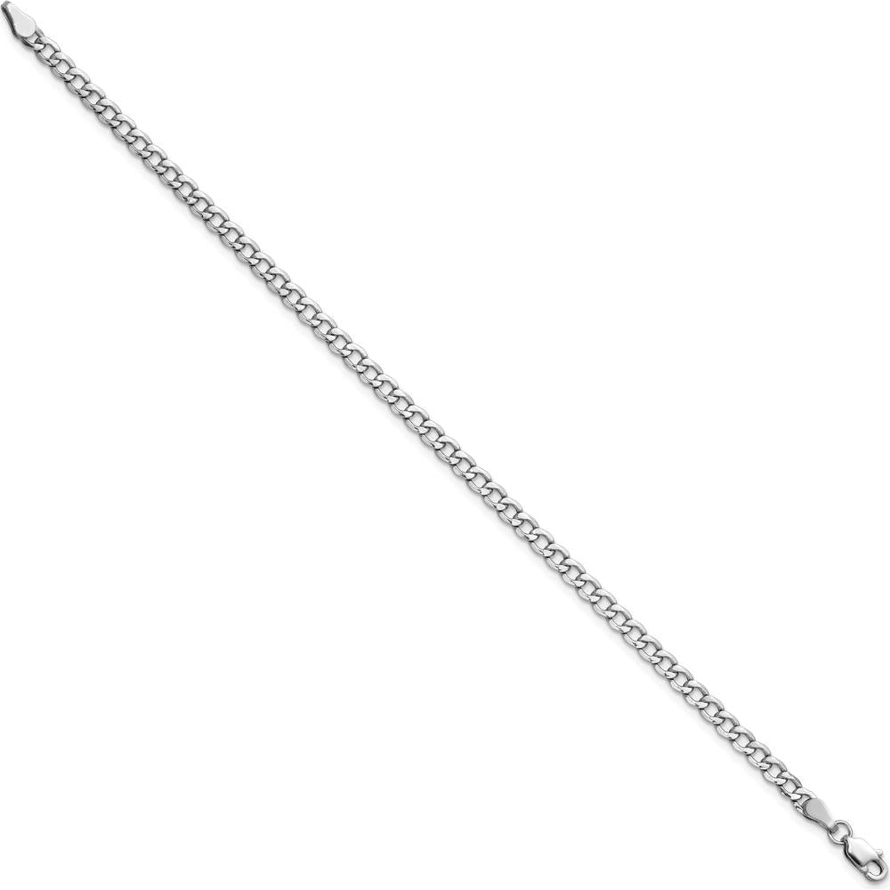 14K White Gold 9" Curb Anklet with Polished Finish and Lobster Clasp by Oro Pregiato