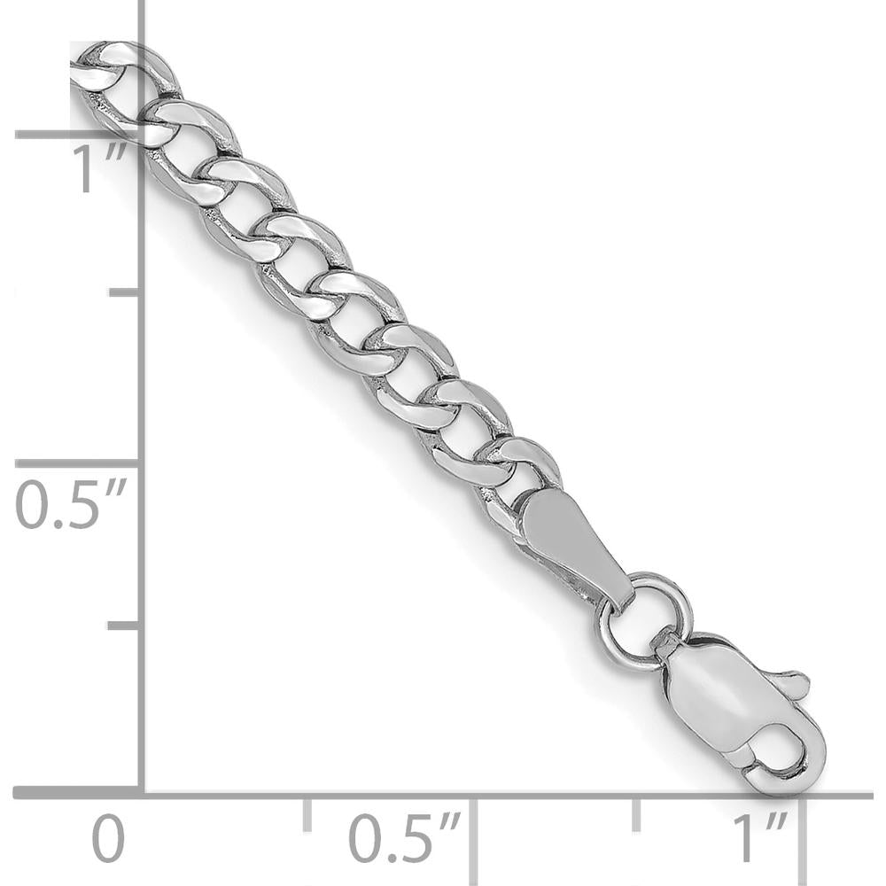 14K White Gold 9" Curb Anklet with Polished Finish and Lobster Clasp by Oro Pregiato