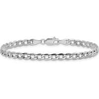 14K White Gold 9" Curb Anklet with Polished Finish and Lobster Clasp by Oro Pregiato