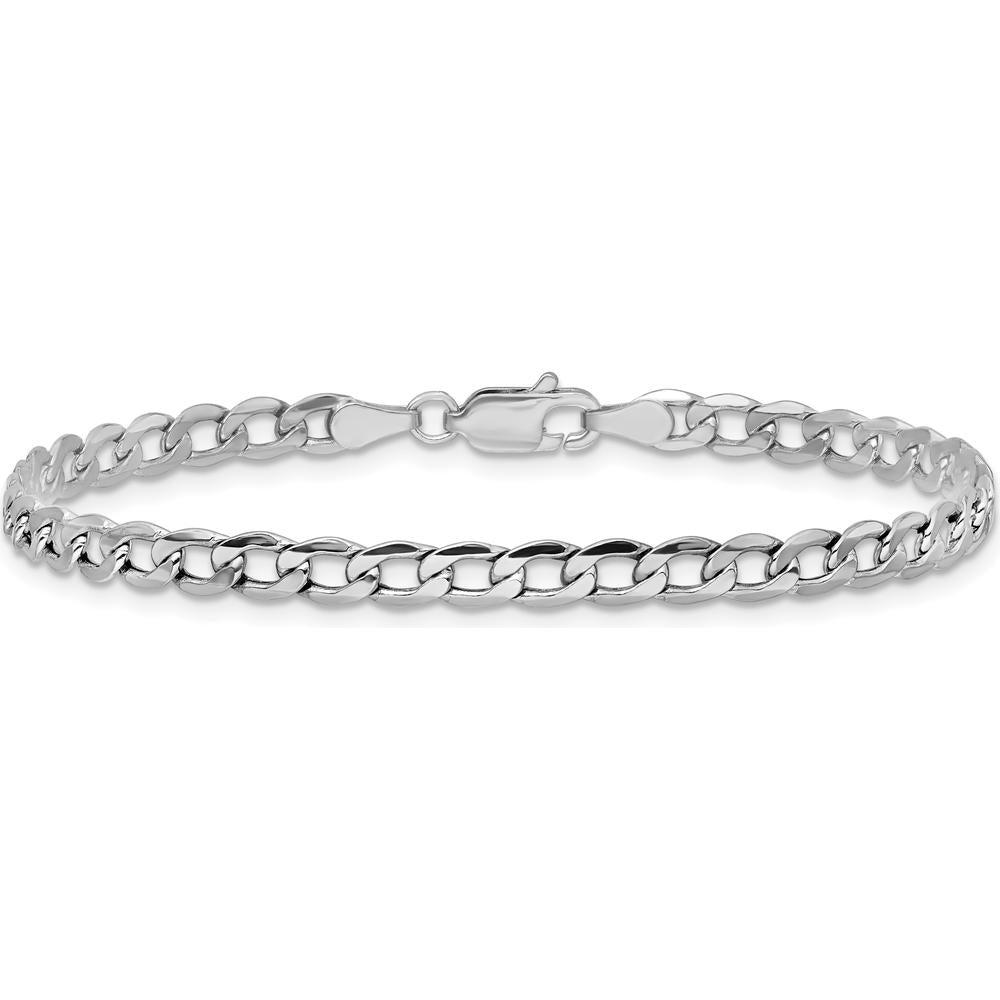 14K White Gold 9" Curb Anklet with Polished Finish and Lobster Clasp by Oro Pregiato