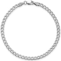 14K White Gold 9" Curb Anklet with Polished Finish and Lobster Clasp by Oro Pregiato