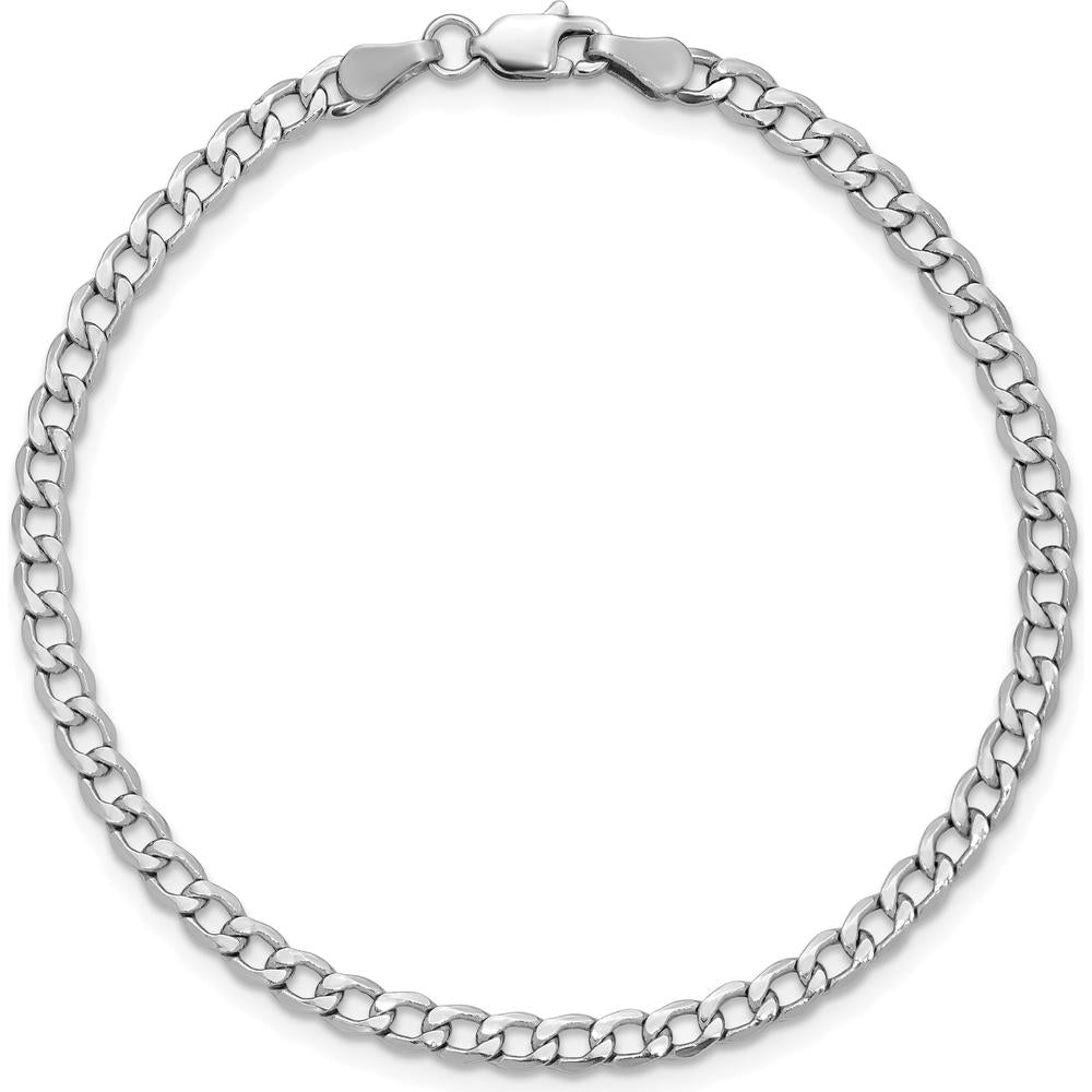 14K White Gold 9" Curb Anklet with Polished Finish and Lobster Clasp by Oro Pregiato