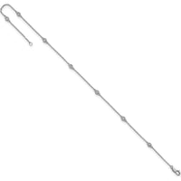 14K White Gold 9" Diamond Bezel-Set Cable Chain Anklet - 1/6 Carat Total Diamond Weight by Oro Pregiato
