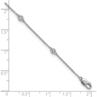 14K White Gold 9" Diamond Bezel-Set Cable Chain Anklet - 1/6 Carat Total Diamond Weight by Oro Pregiato