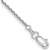 14K White Gold 9" Diamond-Cut Cable Anklet with Lobster Clasp by Oro Pregiato