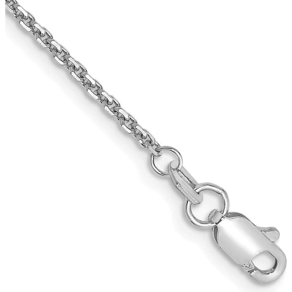 14K White Gold 9" Diamond-Cut Cable Anklet with Lobster Clasp by Oro Pregiato