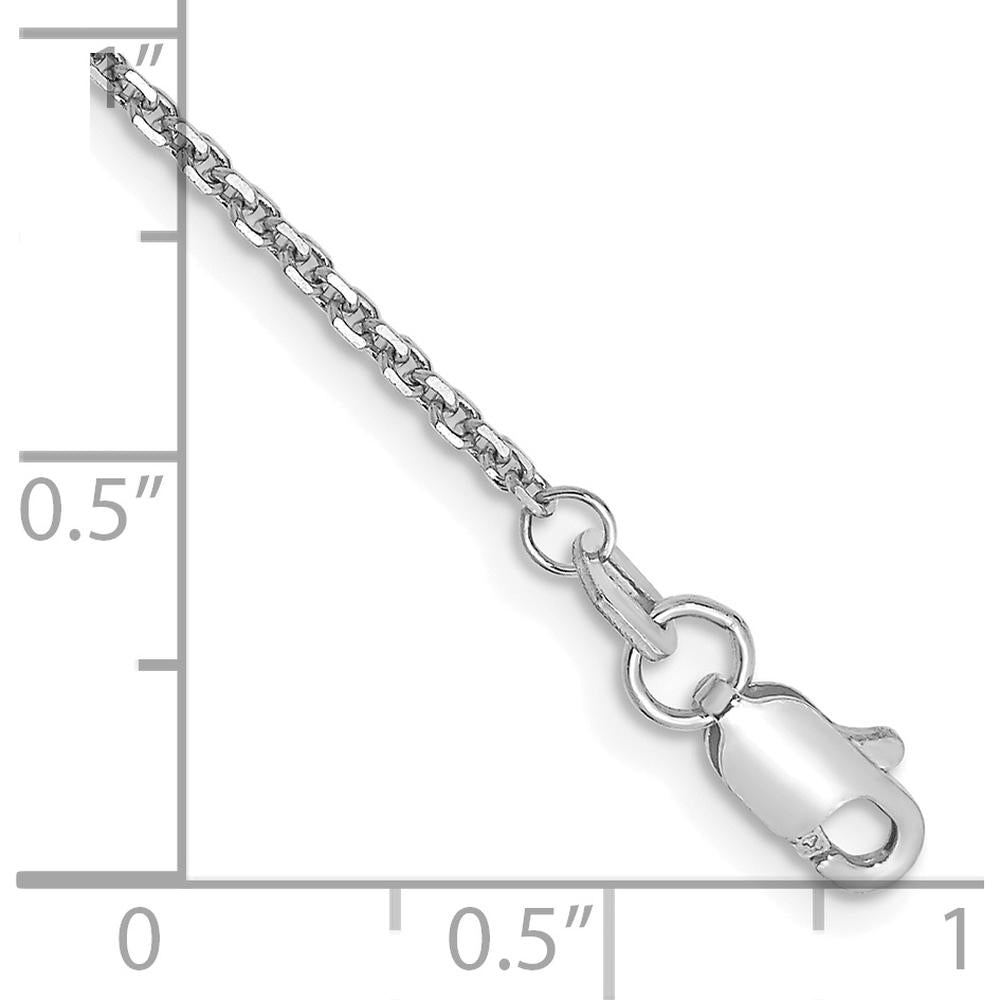 14K White Gold 9" Diamond-Cut Cable Anklet with Lobster Clasp by Oro Pregiato
