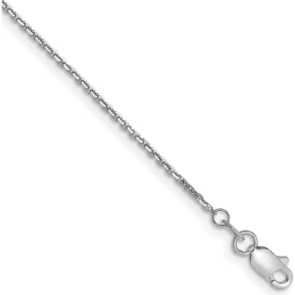 14K White Gold 9" Diamond-Cut Cable Chain Anklet with Rhodium Plating by Oro Pregiato