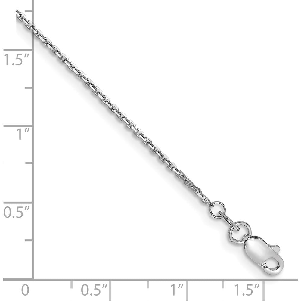 14K White Gold 9" Diamond-Cut Cable Chain Anklet with Rhodium Plating by Oro Pregiato