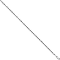 14K White Gold 9" Diamond-Cut Rope Anklet with Lobster Clasp - 3mm Chain by Oro Pregiato