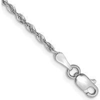 14K White Gold 9" Diamond-Cut Rope Anklet with Lobster Clasp by Oro Pregiato