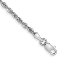 14K White Gold 9" Diamond-Cut Rope Chain Anklet with Lobster Clasp by Oro Pregiato