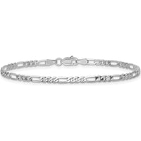 14K White Gold 9" Figaro Chain Anklet with Lobster Clasp by 0
