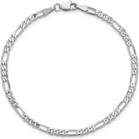 14K White Gold 9" Figaro Chain Anklet with Lobster Clasp by 0