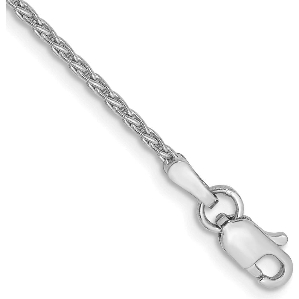 14K White Gold 9" Parisian Wheat Chain Anklet with Lobster Clasp - Polished Finish by Oro Pregiato