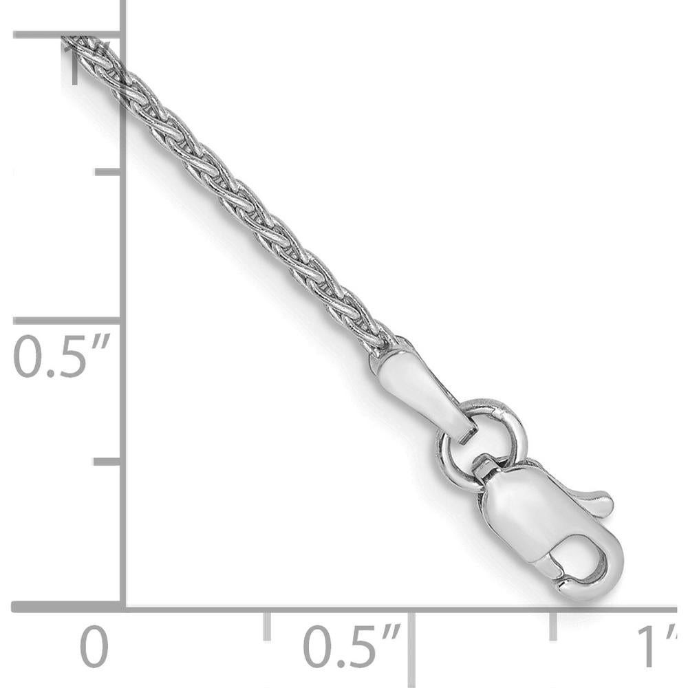 14K White Gold 9" Parisian Wheat Chain Anklet with Lobster Clasp - Polished Finish by Oro Pregiato