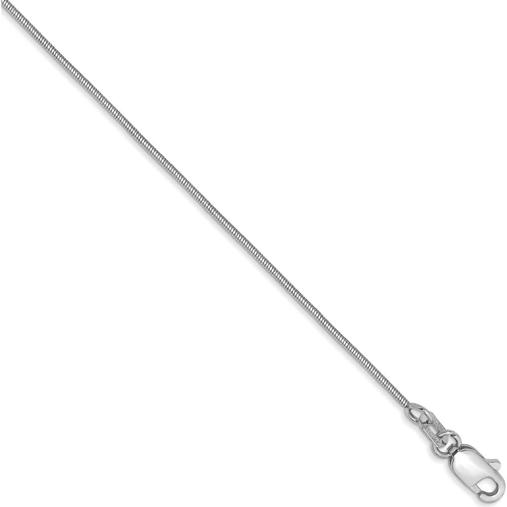 14K White Gold 9" Snake Chain Anklet with Lobster Clasp by Oro Pregiato